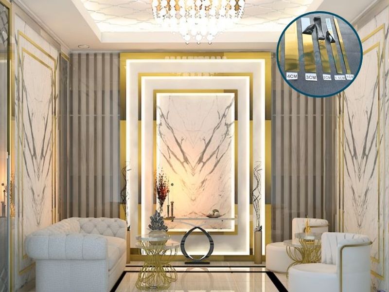 Phối màu nẹp inox trang trí phong cách hiện đại