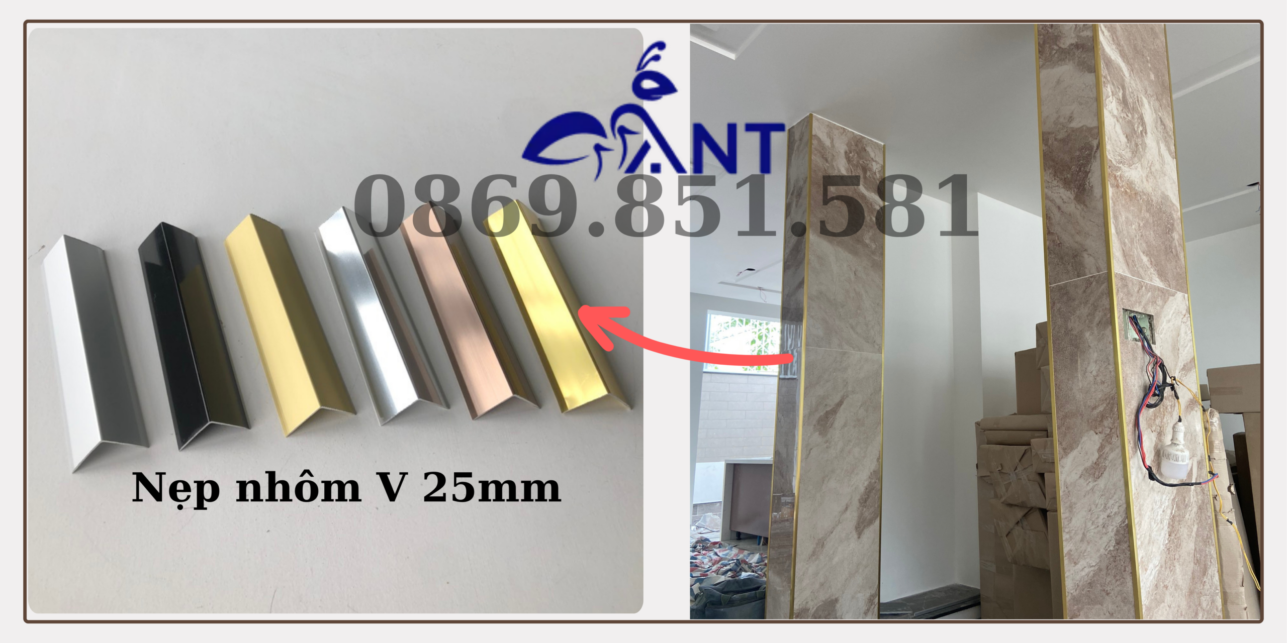 Nẹp nhôm v 25mm