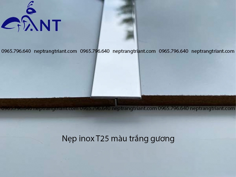 Nẹp inox T25 màu trắng gương