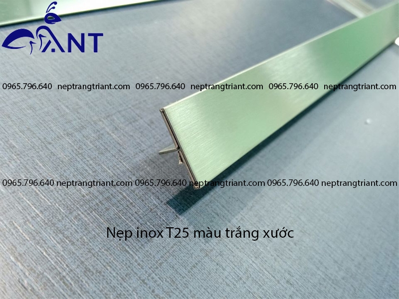 Nẹp inox T25 màu trắng xước