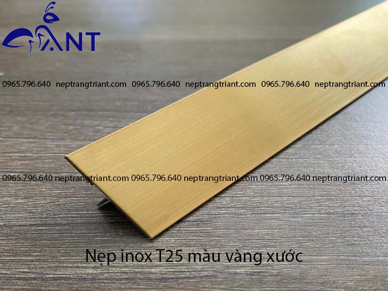 Nẹp inox T25 màu vàng xước