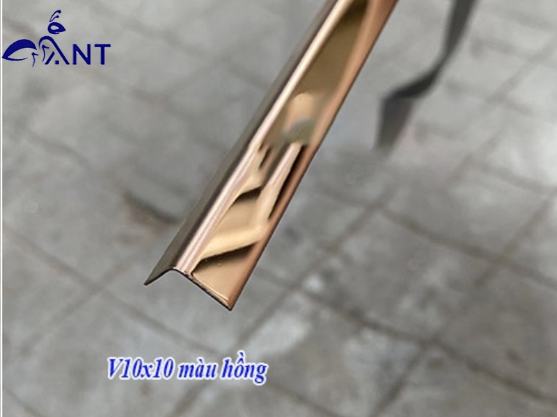 Nẹp inox V10 vàng hồng gương