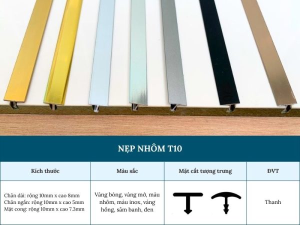 Nẹp nhôm chữ T10 mm