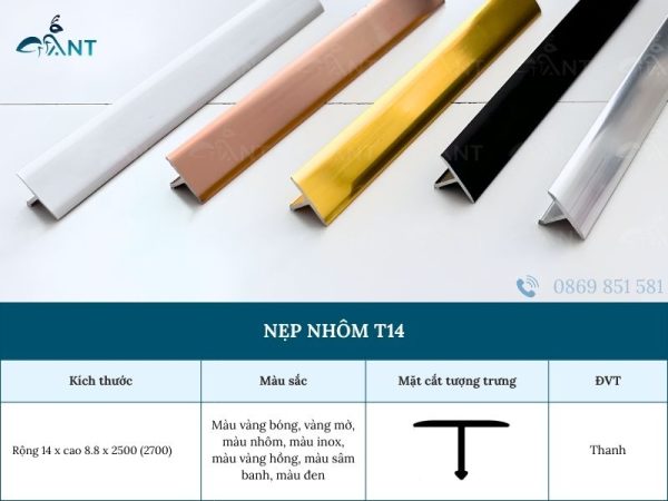 Nẹp nhôm chữ T14 mm