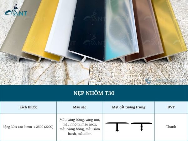 Nẹp nhôm chữ T30 mm