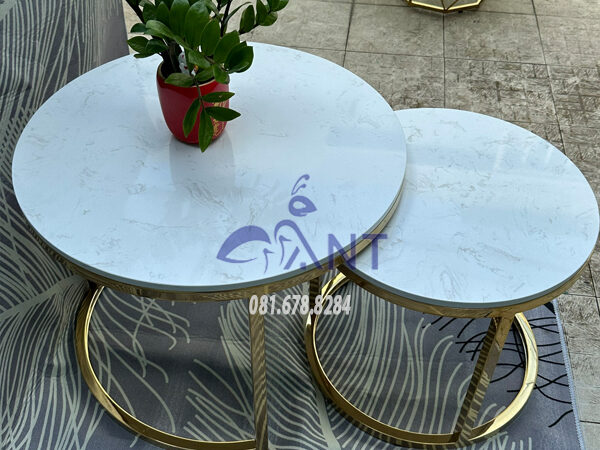 Bàn inox sofa BT8 mạ vàng gương