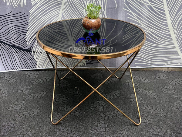 Bàn sofa inox màu vàng hồng BT6