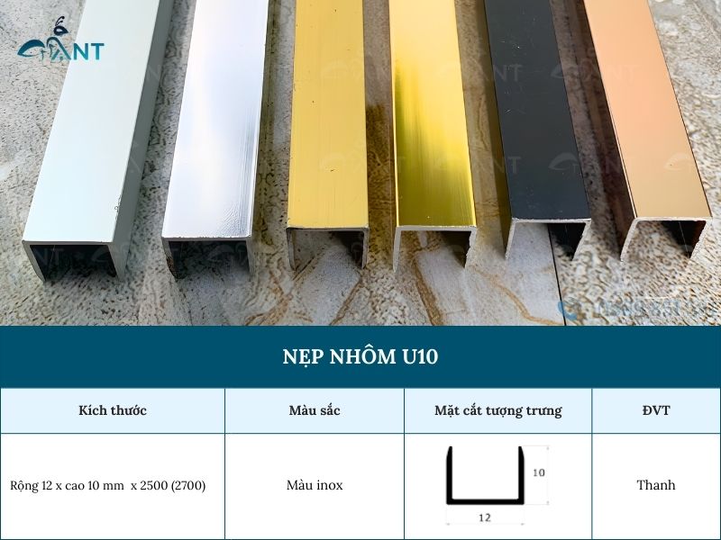 Nẹp nhôm U10