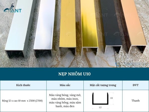 Nẹp nhôm U10