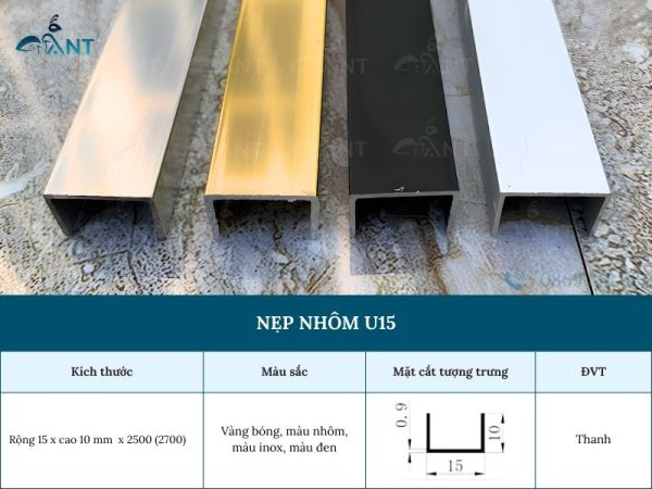 Nẹp nhôm U15