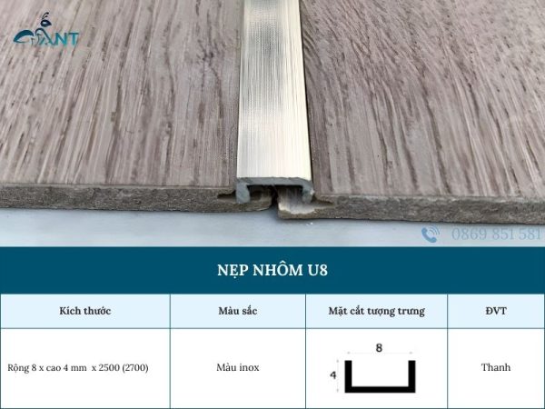 Nẹp nhôm U8