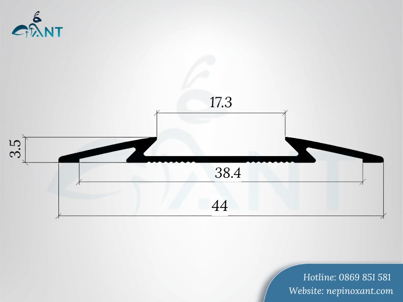 Ảnh mặt cắt nẹp nhôm mặt bằng tại ANT