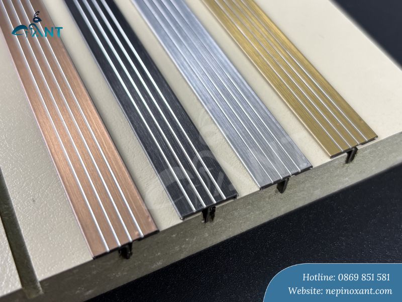 Nẹp inox chống trượt cầu thang chữ T gân