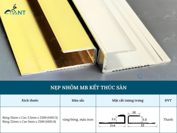 Nẹp Nhôm MB Kết Thúc Sàn 