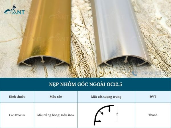 Nẹp Nhôm Góc Ngoài OC12.5