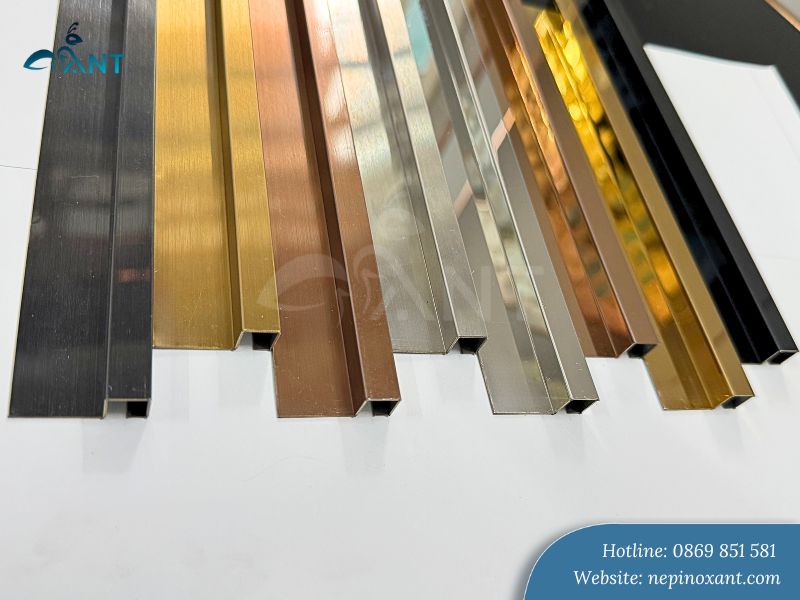 Nẹp inox góc vuông ốp góc kẹp gạch hàng 304